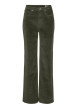 Thumbnail Pantalon en coton kaki uni avec une coupe bootcut muni d'un zip et d'un bouton