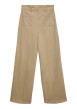 Thumbnail Jean en coton beige uni avec une coupe flare muni d'un zip et d'un bouton