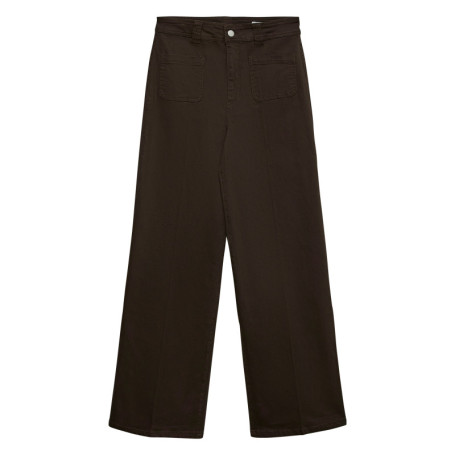 Jean en coton chocolat uni avec une coupe flare...