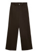 Thumbnail Jean en coton chocolat uni avec une coupe flare muni d'un zip et d'un bouton