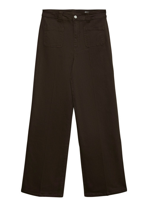Jean en coton chocolat uni avec une coupe flare...