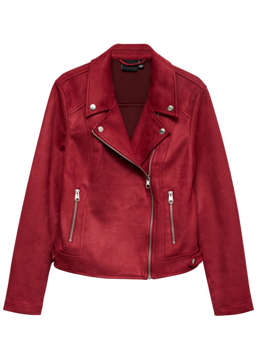 Veste perfecto rouge unie pourvue d'une coupe...