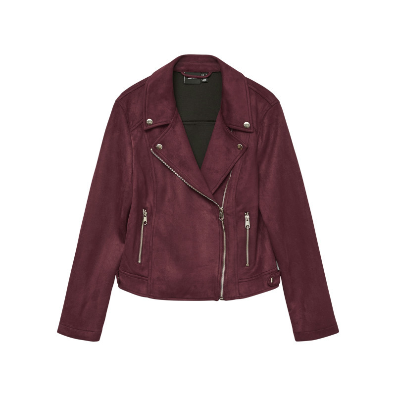 Vero Moda - Veste Perfecto Bordeaux Unie Avec Une Coupe Droite Et Des Manches Longues - Rouge Foncé