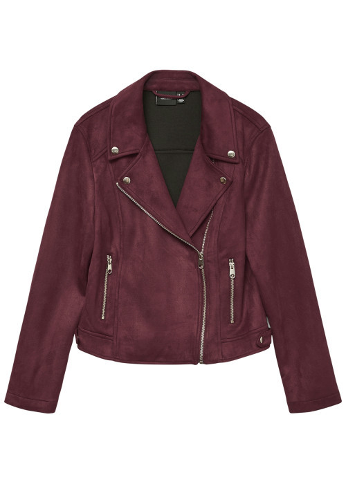 Veste perfecto bordeaux unie avec une coupe droite et des manches longues