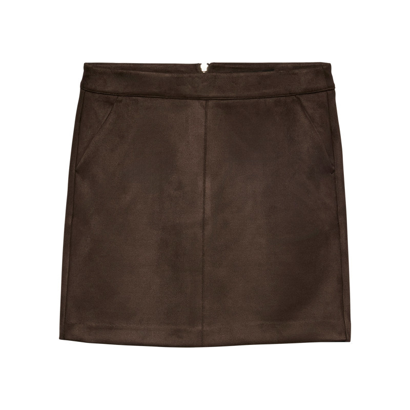 Vero Moda - Jupe Courte Marron Unie Pourvue D'une Coupe Droite Et D'un Zip - Marron Vero Moda - Jupe Courte Marron Unie Pourvue D'une Coupe Droite Et D'un Zip - Marron