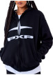 Thumbnail Sweat zippé en coton noir uni avec une coupe droite et un col à capuche - Image 4