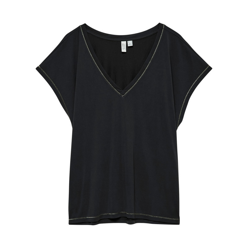 Vero Moda - T-shirt Noir Uni Avec Une Coupe Droite Et Des Manches Courtes - Noir