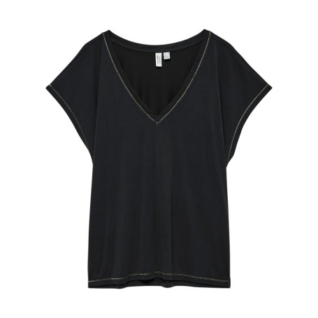 T-shirt noir uni avec une coupe droite et des...