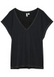 Thumbnail T-shirt noir uni avec une coupe droite et des manches courtes