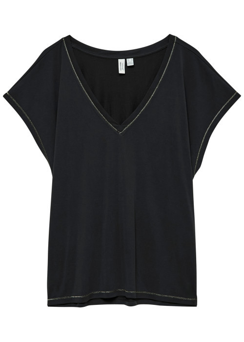 T-shirt noir uni avec une coupe droite et des manches courtes