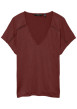 Thumbnail T-shirt bordeaux uni avec des manches courtes et une coupe droite
