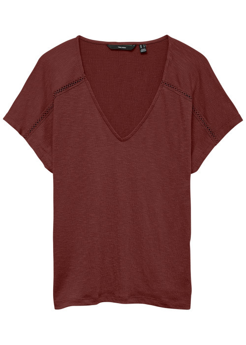 T-shirt bordeaux uni avec des manches courtes...
