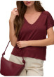 Thumbnail T-shirt bordeaux uni avec des manches courtes et une coupe droite - Image 4