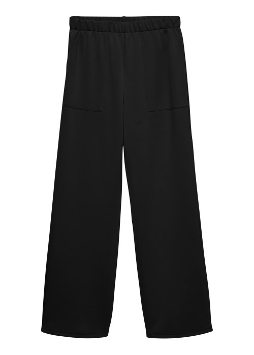Pantalon chino noir uni avec une coupe large et une taille élastiquée