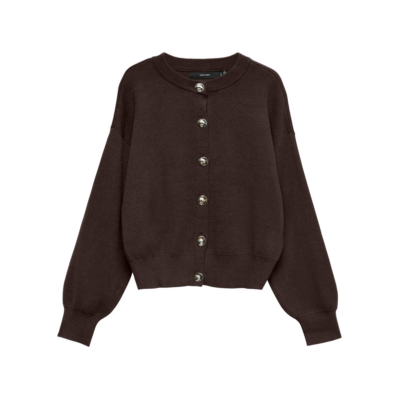 Vero Moda - Gilet Chocoat Uni Avec Une Coupe Oversize Et Des Manches Longues - Marron Vero Moda - Gilet Chocoat Uni Avec Une Coupe Oversize Et Des Manches Longues - Marron