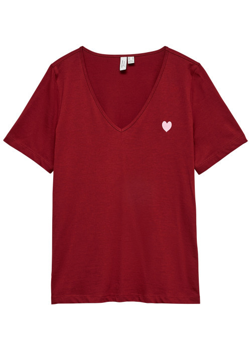 T-shirt en coton biologique rouge uni pourvu...
