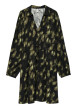 Thumbnail Robe courte noire à motifs avec une coupe fluide et des manches longues