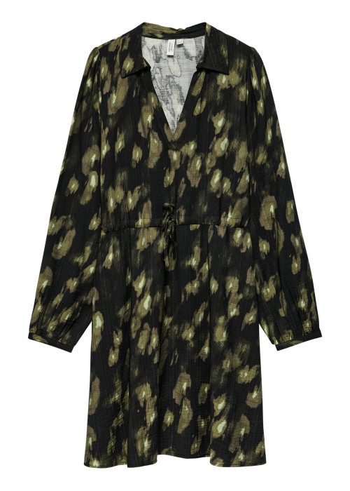 Robe courte noire à motifs avec une coupe...