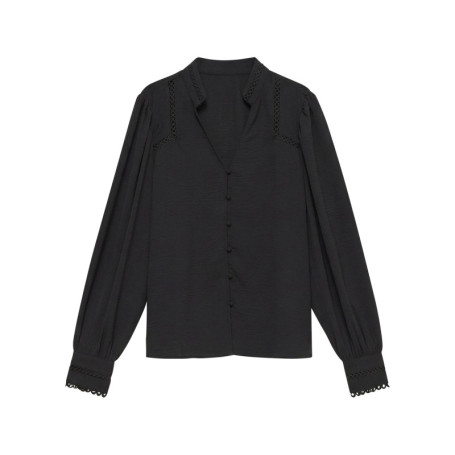 Chemisier noir uni avec une coupe droite et des...