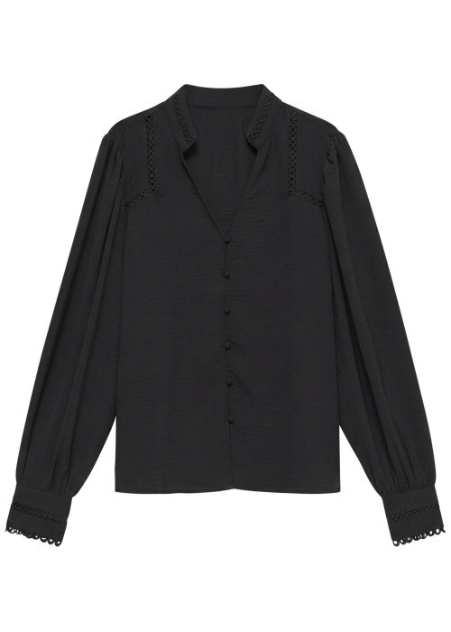 Chemisier noir uni avec une coupe droite et des...