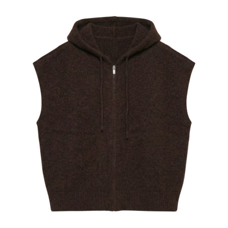 Gilet chocolat uni court pourvu d'une coupe...
