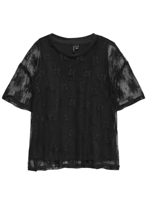Top noir uni pourvu d'une coupe droite et des...