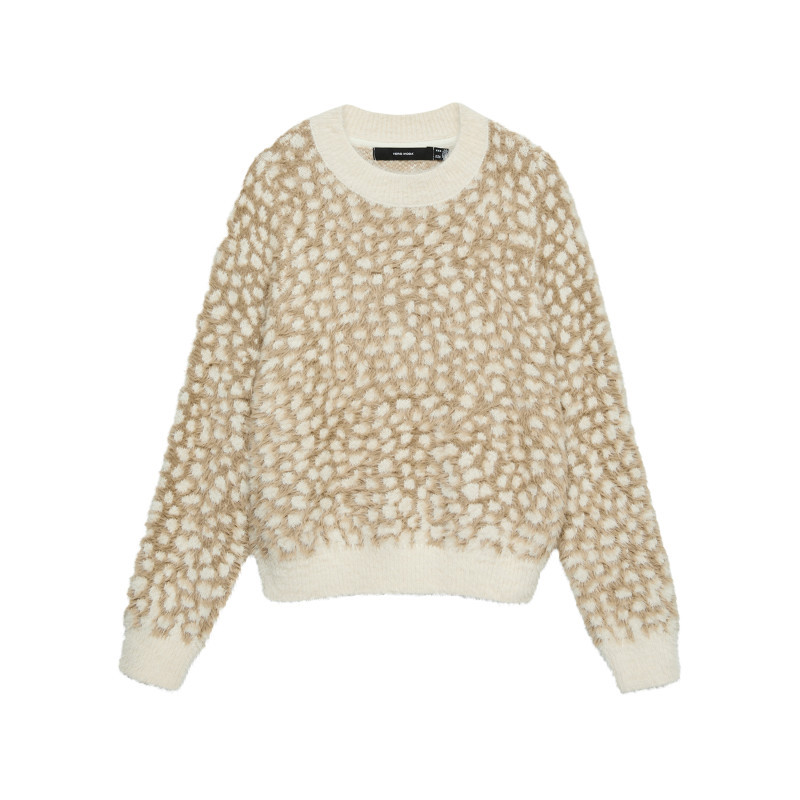 Vero Moda - Pull écru à Motifs Pourvu D'une Coupe Oversize Et Des Manches Longues - Beige