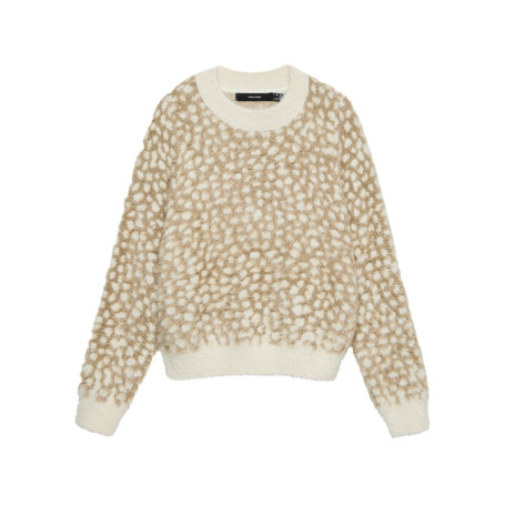 Pull écru à motifs pourvu d'une coupe oversize...