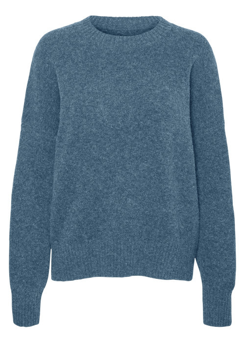 Pull basique bleu uni doté d'une coupe droite...