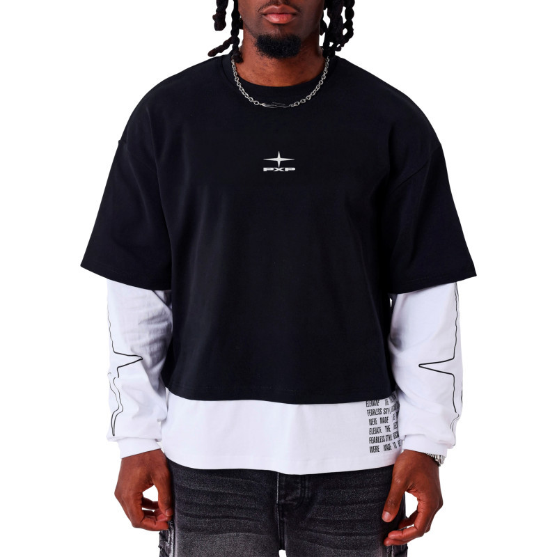 Project X - T-shirt En Coton Noir Uni Avec Une Coupe Droite Et Un Col Rond - Noir Project X - T-shirt En Coton Noir Uni Avec Une Coupe Droite Et Un Col Rond - Noir