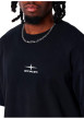 Thumbnail T-shirt en coton noir uni avec une coupe droite et un col rond - Image 3