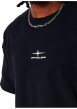 Thumbnail T-shirt en coton noir uni avec une coupe droite et un col rond - Image 4