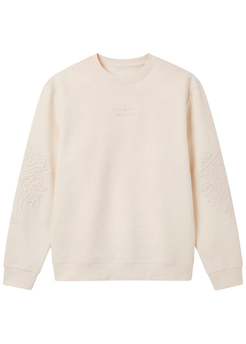 Sweat en coton écru uni avec une coupe droite...