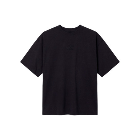 T-shirt en coton noir uni avec une coupe droite...