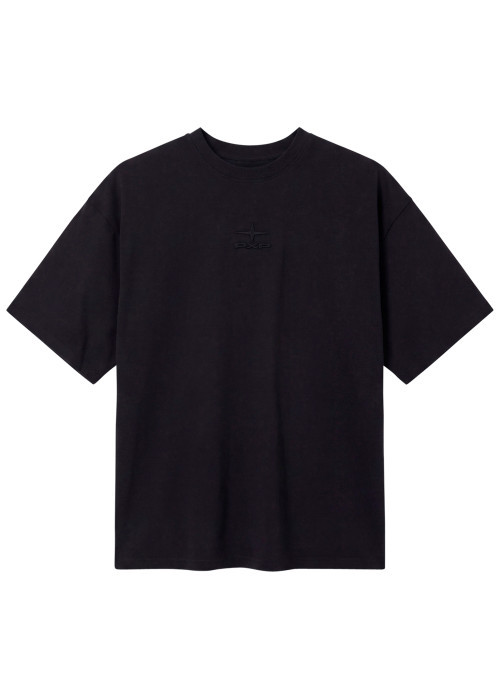 T-shirt en coton noir uni avec une coupe droite...