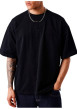 Thumbnail T-shirt en coton noir uni avec une coupe droite et un col rond - Image 3