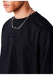 Thumbnail T-shirt en coton noir uni avec une coupe droite et un col rond - Image 5