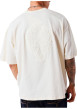 Thumbnail T-shirt en coton écru uni avec une coupe droite et un col rond - Image 4