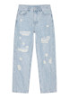 Thumbnail Jean en coton stone uni avec une coupe bootcut et une taille basse