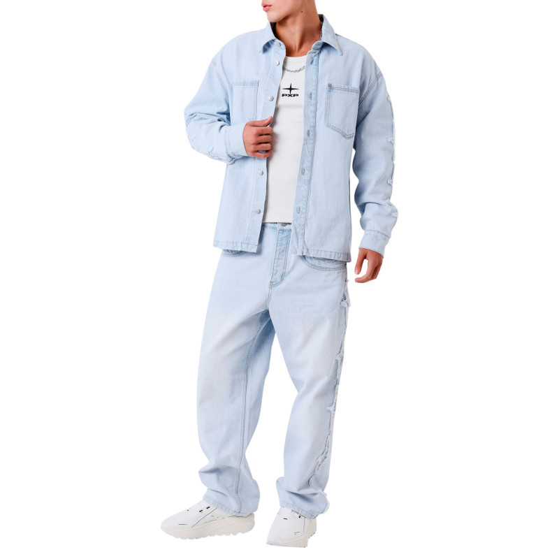Project X - Jean En Coton Stone Uni Avec Une Coupe Bootcut Et Une Taille Basse - Bleu Foncé Project X - Jean En Coton Stone Uni Avec Une Coupe Bootcut Et Une Taille Basse - Bleu Foncé