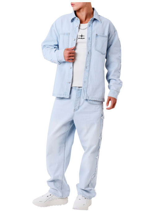 Jean en coton stone uni avec une coupe bootcut...