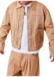 Thumbnail Veste en coton moutarde unie à coupe droite avec un col à revers