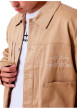Thumbnail Veste en coton moutarde unie à coupe droite avec un col à revers - Image 4