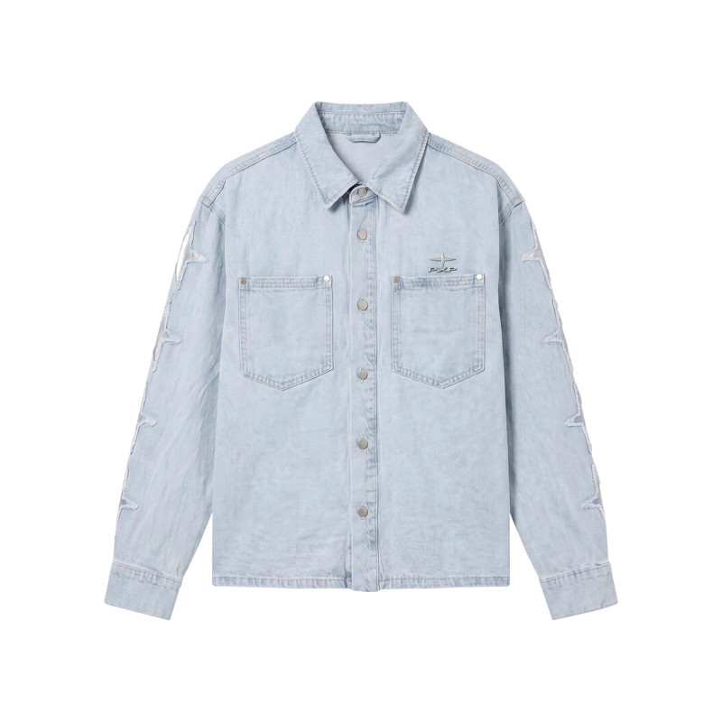 Project X - Blouson En Jean En Coton Stone Uni Avec Une Coupe Droite Et Un Col à Revers - Bleu Foncé Project X - Blouson En Jean En Coton Stone Uni Avec Une Coupe Droite Et Un Col à Revers - Bleu Foncé