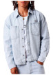 Thumbnail Blouson en Jean en coton stone uni avec une coupe droite et un col à revers - Image 3