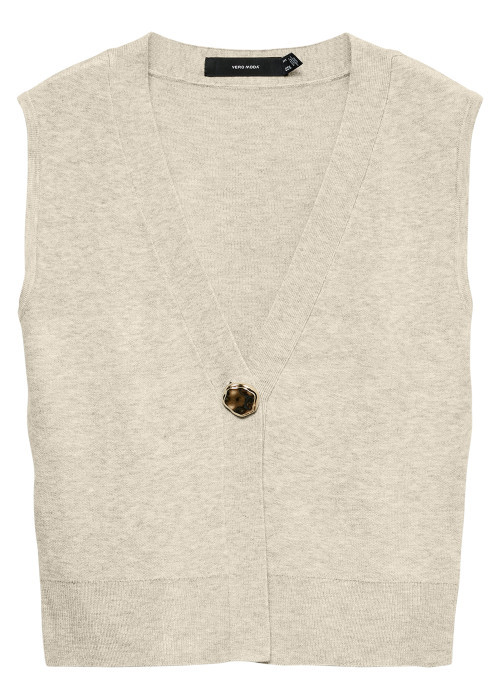 Gilet écru uni classique avec une coupe droite...