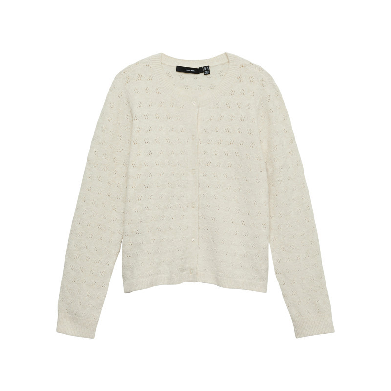 Vero Moda - Gilet écru Uni Avec Une Coupe Droite Et Des Manches Longues - Beige Vero Moda - Gilet écru Uni Avec Une Coupe Droite Et Des Manches Longues - Beige