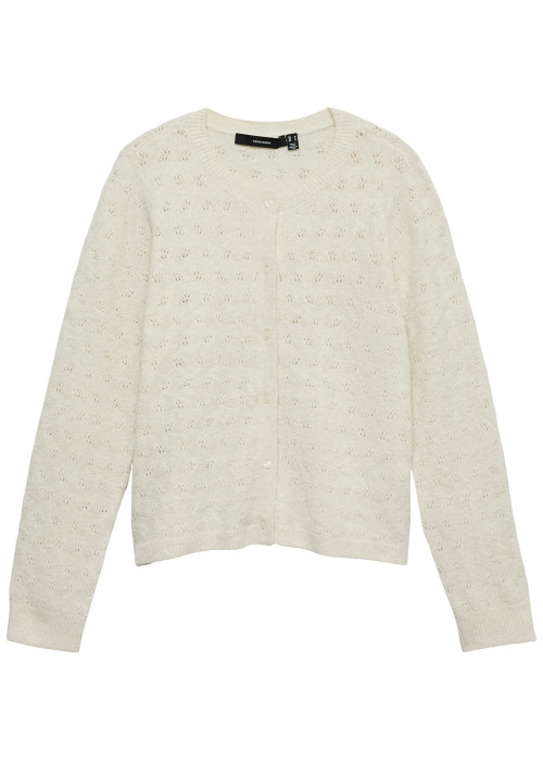Gilet écru uni avec une coupe droite et des manches longues