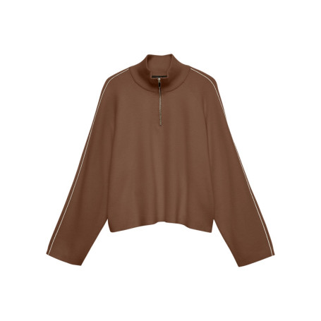 Pull marron uni avec une coupe oversize et des...