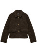 Thumbnail Blouson chocolat uni dotée d'une coupe droite et de manches longues